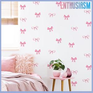 【Enthusiasm】🌟🌟【Hot Sale】🎈 Cute Pink Bow Wall Stickers Boho Bowknot Bedroom Decorative Wall Stickers Love Heart Bow Fridge Stickers DIY Home Decoration