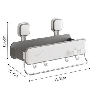 TAILI storage rack square suction cup with rod toilet no punching household storage artifact multi-functional bathroom shower basket wall-mounted for shampoo shower gel conditioner kitchen and bathroom plastic