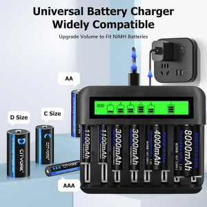 ORI PALO Cas Charger Baterai 8 Slot Fast charging AA AAA C D Ni-MH Ni-CD Large LCD Display - NC559