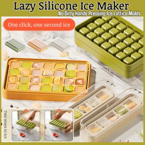 Lazy Silicone Ice Maker No Dirty Hands Pressing Ice Lattice Molds Ice Cube Mold Box Refrigerator Ice Handy Gadget