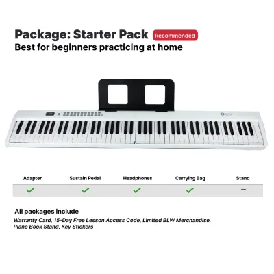 Foldable Digital Piano 88 Keys Semi-Weighted Keyboard - BLW EP88 MKII with Bluetooth MIDI