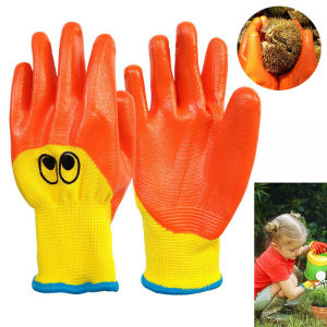 ถุงมือทำสวนเด็ก1คู่สำหรับเด็กอายุ6-11ปีถุงมือทำงานเคลือบผิวยางสำหรับเด็กหัดเดินของขวัญทำสวนสำหรับเด็กเล็กและเด็กผู้หญิง