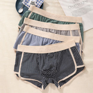 Combo 4 Quần Lót Boxer Đùi Sọc Chất Vải Cotton Co Giãn Thoáng Khí Quần Sịp Nam Dạng Đùi Ôm Dáng Nhiều Màu Size L/XL/2XL