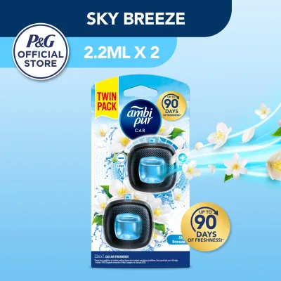 Ambi pur car clip car air freshener 2.2ml x 2 (Sky Breeze / New Zealand Springs/ Lavender Comfort/ Thai Dragon Fruit/ Blooming Bouquet)