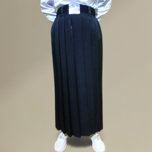 Rok Span Hitam Katun Twist Premium Belah Samping Belah Tengah & Rempel