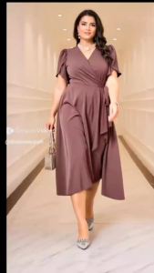 #3129 plus size plain maxidress can fit to XL