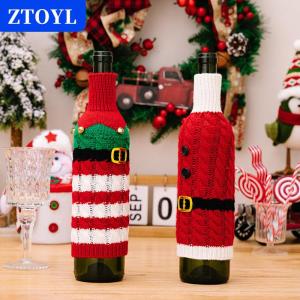 [COD] ZTOYL ขวดไวน์ซานตาคลอสขวดไวน์สำหรับครอบครัวโต๊ะรับประทานอาหารกระเป๋าใส่ไวน์ของตกแต่งบ้านสำหรับเทศกาลคริสต์มาส