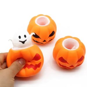 Halloween Squeeze Ball Pumpkin Ghost Skeleton Squishy Fidge Toys for Kids Stress Relief Sensory Toys Creative Gift for Adult