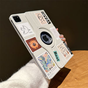 CrashStar 360° Rotatable Stand Flip Leather Tablet Case With Sticker For iPad Mini 6 5 4 3 2 1 iPad 9.7 5th 6th Air 3 4 5 Air 13 inch iPad 11 2025 10.2 7th 8th 9th 10th Gen iPad Pro 11 inch iPad Pro 12.9 2022 2021 2020 2019 iPad Cover With Foldable Holder