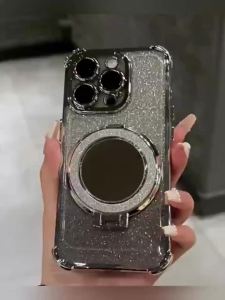 เคส เคสสำหรับ Infinix Smart 9 Infinix Hot 50i 5G เคสศัพท์ เคสนิ่มซิลิโคนดูดซับแรงกระแทกพร้อมขอบทองเงาและขาตั้งกระจก sjdzsfjz01