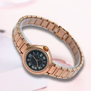 Jam Tangan Wanita Fashion Rantai Stainless Titanium Dial Angka Romawi Terbaru