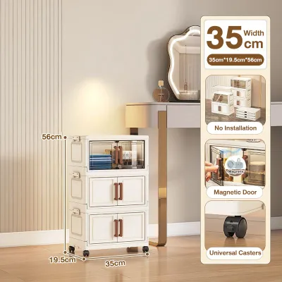 LifeStow 3/4/5 Layer Foldable Storage Cabinet Flip Storage Box Organizer For Clothes With Lock PH Home Kitchen
