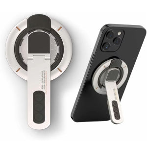 KEBETEME 3-in-1 Magnetic Finger Ring Holder Dual-Sided Magnetic Car Phone Ring Holder 360° Rotatable Foldable Multi-Function Magnetic Mount Stylish Push Button Universal Smartphone Dashboard Navigation Stand
