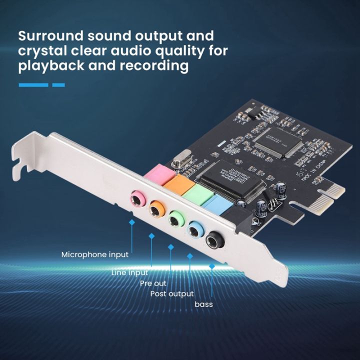 Ghulumn PCIe 5.1 Sound Card - CMI8738 Chip For PC Audio Upgrade With 3D Surround Sound