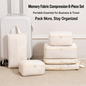 【NEW A 】6Pcs Travel Compression Packing Cubes Set Portable Clothes Organizer Bags with Double Zipper Lightweight Luggage Storage Pouch