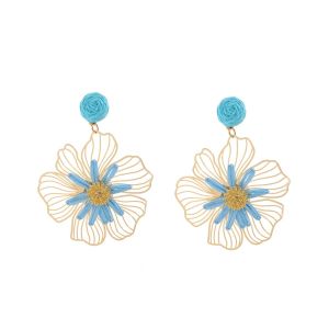 OEUVR Lafite Grass Raffia Grass Flower Earrings Hollow Out Summer Straw Drop earrings Colorful Exaggerated Bohemian Earrings Party