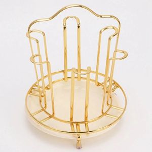 Giá úp cốc hợp kim mạ vàng kèm khay hứng nước sang chảnh