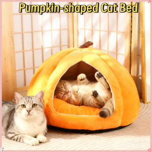 Pumpkin Nest Pet Bed Cat Dog Nest Winter Warm Enclosed Type Cute Cat Bed Pumpkin-shaped Cat Bed