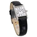 SEIKO Watch Women's Square Design Quartz SWR053 White Dial and Black Leather Band. 