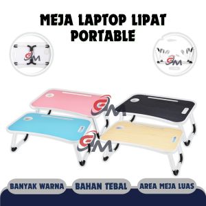 Meja Belajar Laptop Lipat Warna-Warni Dengan Cup Holder dan Phone / Tab Holder