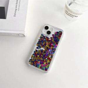 Moving Around Sequins Quicksand Case for iPhone 17 15 Pro Max 16 Back Cover Para Funda Brilliant Flakes Pouch Liquid Shell Capa