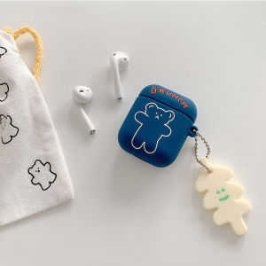 CrashStar เคสซิลิโคน AirPods พร้อมจี้สำหรับ AirPodsนิ่มลายการ์ตูนน่ารักหมีสไตล์เกาหลีพร้อมจี้สำหรับ AirPods Pro 2 4 InPods Pro หูฟังชุดหูฟังบลูทูธไร้สาย I12ฝาครอบหูฟังกันกระแทก