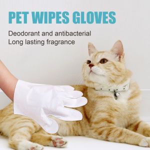 (6Pcs) Pet Disposable Cleaning Glove Wipes Dog Cat Wet Tissue Pet Glove Cleaning Bath Sarung Tangan Pakai Buang Kucing