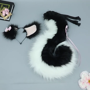 Animal Cosplays Costume Fauxs Furs Dog Cats Foxes Wolf Furry Tail Dog Ear Headbands Halloween Party Costume Accessories