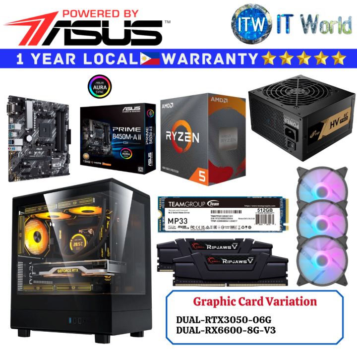 PC Desktop Computer Set Powered by ASUS C AMD Ryzen 5 4500 Prime B450M ...