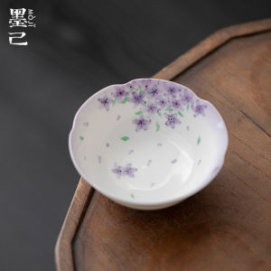 墨己花口大宽口陶瓷普洱杯功夫茶具家用陶瓷茶杯手绘高颜值品茗杯