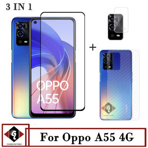 Paket 3-IN1 Tempered Glass Layar Oppo A55 4G / A54 4G Anti Gores Kaca Bonus Tempered Glass Camera Garskin