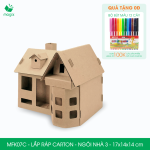 MFK07C - 17x14x14 cm - Mô hình ngôi nhà lắp ráp từ bìa carton cao cấp nhà giấy carton mini sáng tạo