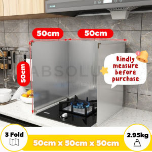 Lunn READY STOCK Anti Oil Splatter Guard Grease Screens Oil Baffle Wall Kitchen Gadgets Stainless Steel Folding Splashproof