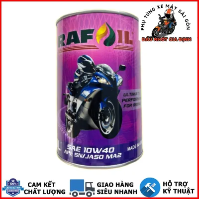 Nhớt tổng hợp RAFOIL 10W40 dành cho xe số côn tay - Nhập khẩu UAE [Mua 5 lon tặng 1 phểu]