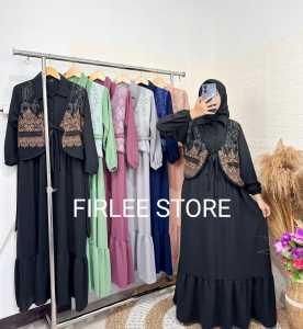 BAJU GAMIS MALIKA DRESS BAHAN CRINKLE MIX CERUTY MOTIF FASHION WANITA VIRAL TERBARU GAMIS MUSLIM WANITA KEKINIAN