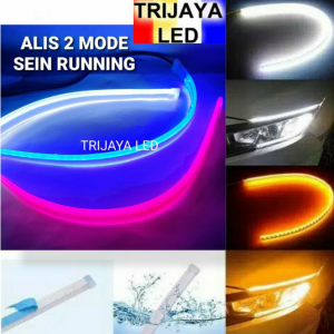 SEPASANG Lampu LED Alis DRL 60 cm Senja Sein Running Sen Motor Mobil 2 Mode Fleksibel Slim