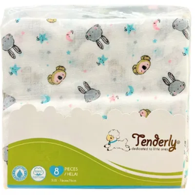 Tenderly Premium Cotton Soft Cloth Diapers 8-Pack (4+4 pcs) - Unisex Baby Care