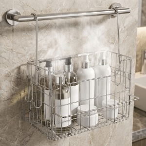 LITUILI Detachable Stainless Steel Hanging Basket Space Saving Large Capacity Hanging Shower Basket Multi-functional Rustproof Bathroom Shelf for Shower
