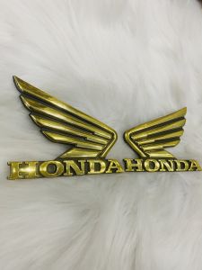 Cặp tem dán xe máy cánh chim honda nhựa xi bóng màu vàng trang trí xe