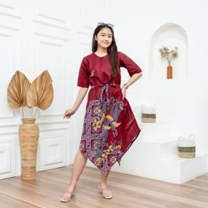 NEW ATASAN BAJU TUNIK LENGAN TIGA PEREMPAT BAHAN KATUN ADEM DAN NYAMAN DI PAKEK RESLETING BELAKANG -BAJU BATIK SERAGAM KANTORAN- BATIK NABILLA