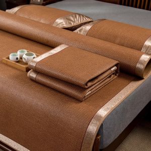 Bamboo Summer Bed Mat Twin/Queen Sizes Foldable Rattan Cooling Mat For Home Dormitory Single Student Wicker Mat Ultra-Smooth Kasur Musim Panas可折叠夏天凉席