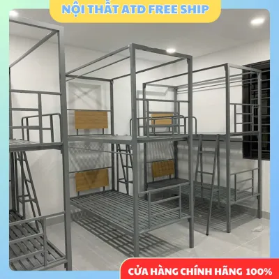 Giường tầng homestay giường tầng ký túc xá có thanh rèm và bàn học giá rẻ