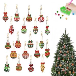 MYTHIS Double-Sided Diamond Painting Keychains Acrylic Diamond Painting Craft Diamond Art Keychains DIY Deer Christmas Keychain Set Christmas Gift