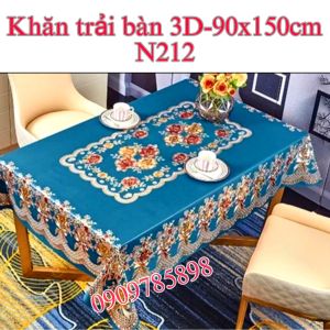 (Giá si) Khăn trải bàn 3D in nổi 90cmx150cm sang trọng không thấm nước chống thấm dầu mỡ dễ lau chùi đủ màu sắc