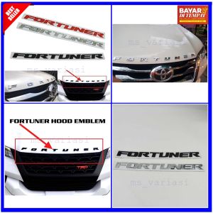 Emblem Kap Mesin FORTUNER Warna CHROME Ukuran Besar Gagah Bahan Tebal Anti Pudar Bukan Stiker Biasa