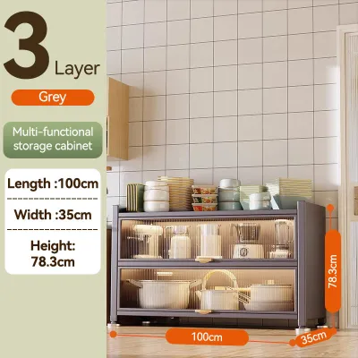 Multipurpose Cabinet Cupboard Household Kitchen Storage Cabinet Rack Metal Nordic Style With wheels