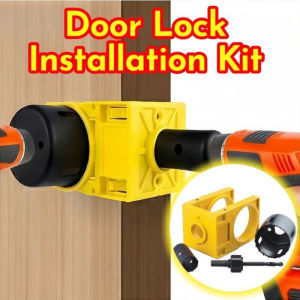 Door Lock Installation Kit Carbon Steel Door Lock Hole Drilling Tool with Guide Template Hand Tool
