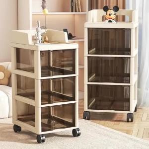 xpkQ Household Snack Storage Trolleys Rack Multi-layer Movable Cabinet Drawer-type Floor-standing Living Room Kitchen Trolleys K7M2P