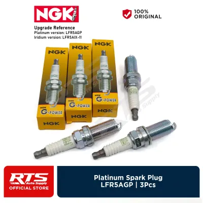 NGK Spark Plug 3Pcs for Mitsubishi Mirage 1.2 G4 Hatchback 3A92 2013-UP (Platinum LFR5AGP) (Iridium IX LFR5AIX-11)