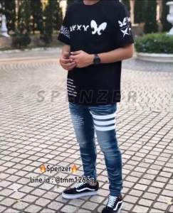 กางเกงยีนส์ ผ้ายืด ขายาว แถบหนังสีขาวรอบขา (งดสั่งเล่น) ดีเทลแน่นงานหนังสาว เฟดสวย ทรงเดฟ ทรงสวย ใส่สบาย ผ้ายีนส์ยืด คุณภาพดี ผ้าตามูลคอมพิวเตอร์ การซื้อเสริมสวยที่น่ารัก การเสริมสวยที่น่าทน ผ้าสีไม่ตก เปิดประสบการณ์การเสริมสวย ผ้าดี��